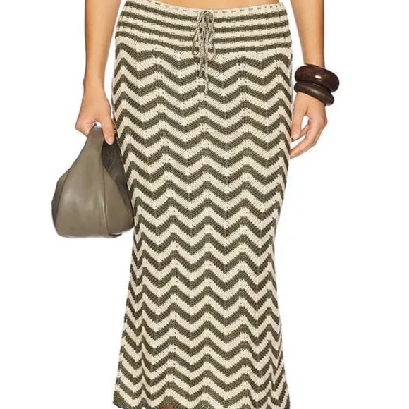 Agua Bendita Mira Eta Skirt in Olive & Beige Size Large NEW - Picture 3 of 11
